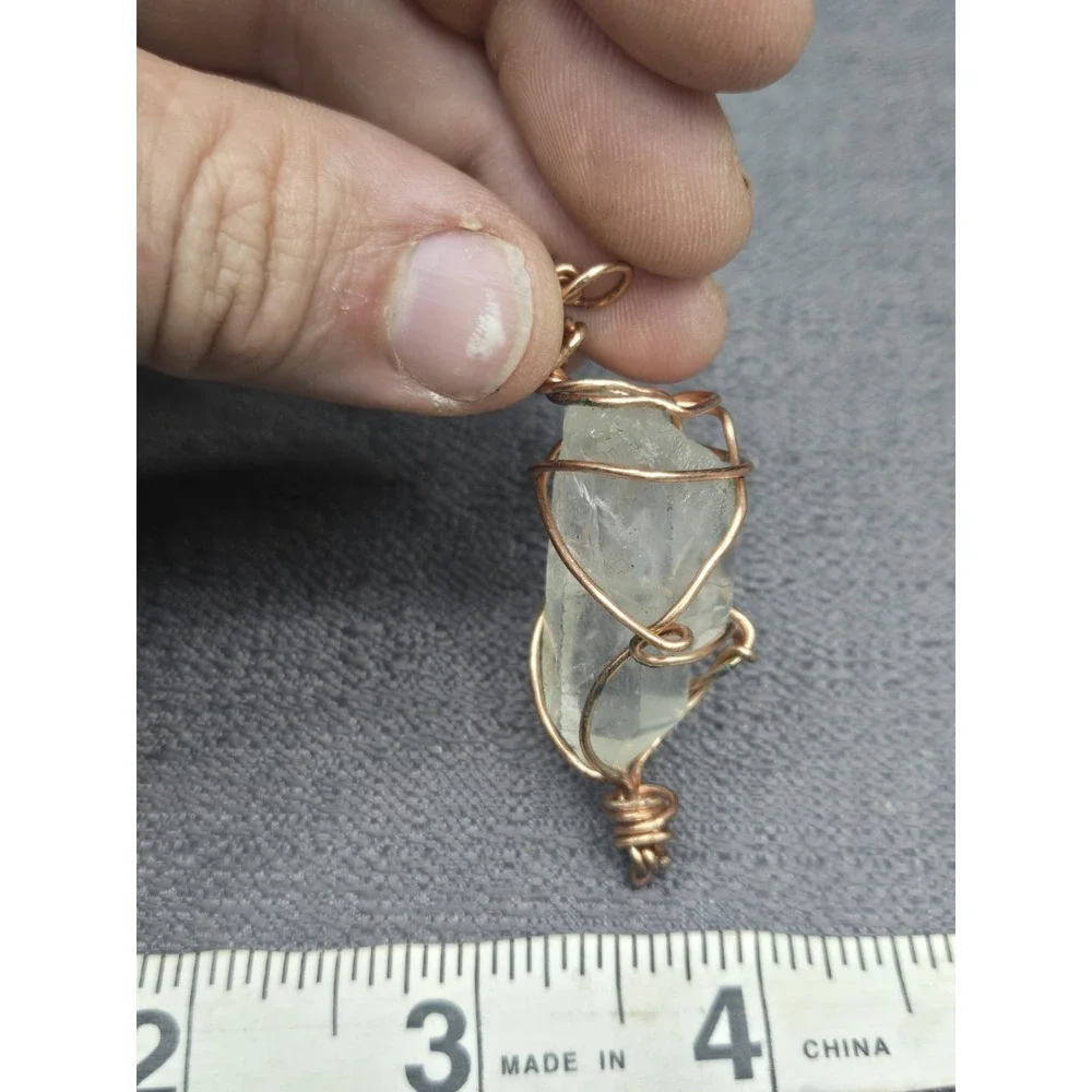 Wire Wrapped Clear‎ Quartz Crystal Pendant Handmade Copper Wire Wrapped Gemstone